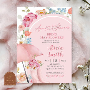 Invitation Carton d'invitation Bébé Arc-en-ciel Fleurs Avril