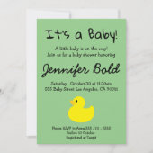 Invitation Carton d'invitation bébé canard jaune pour Baby Sh (Devant)