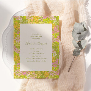 Invitation Carton d'invitation bébé floral vert citron de pri