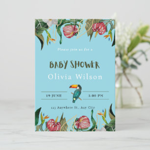 Invitation Carton d'invitation beige mignon floral pour baby