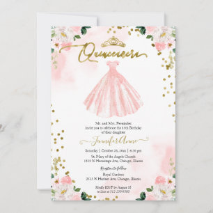 Invitation Carton d'invitation bilingue pour Quinceañera Flor