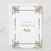 Invitation Carton d'invitation Blanc Damassé & Or pour toutes (Devant)