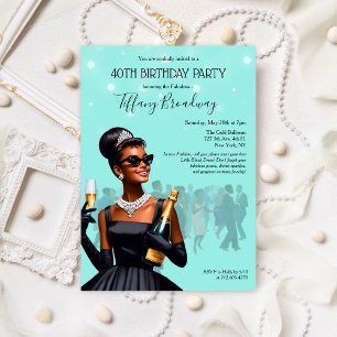 Invitation Carton d'invitation bleu de robe noire pour annive