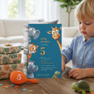Invitation Carton d'invitation bleu pour un anniversaire sur 