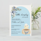 Invitation Carton d'invitation Boho Blue pour Baby Shower Lit (Debout devant)