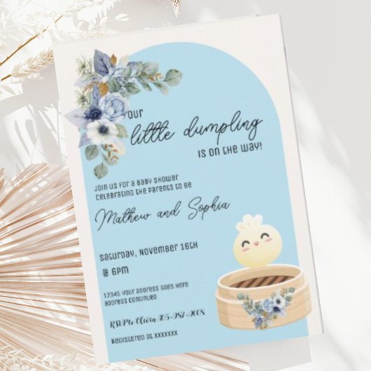 Invitation Carton d'invitation Boho Blue pour Baby Shower Lit