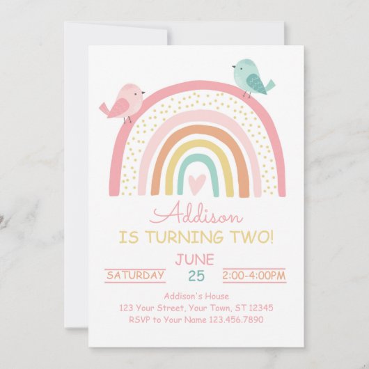 Invitation Carton d'invitation Boho Rainbow pour un anniversa (Devant)