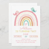 Invitation Carton d'invitation Boho Rainbow pour un anniversa (Devant / Derrière)