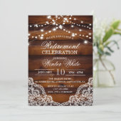 Invitation Carton d'invitation Bois rustique à dentelle (Debout devant)
