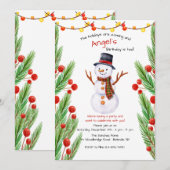 Invitation Carton d'invitation Bonhomme de neige souriant (Devant / Derrière)