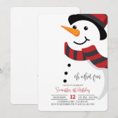 Invitation Carton d'invitation Bonhomme de neige souriant (Devant / Derrière)