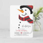 Invitation Carton d'invitation Bonhomme de neige souriant (Debout devant)