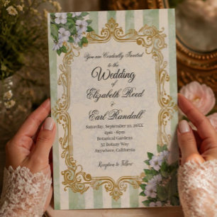 Invitation Carton d'invitation botanique rayé vintage