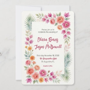 Invitation Carton d'invitation Bougainvillier en Fleurs