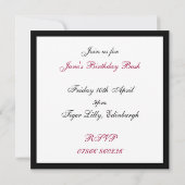 Invitation Carton d'invitation carré pour chaussure de fête d (Dos)