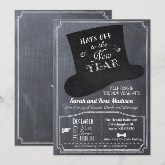 Invitation Carton d'invitation Chapeau Haut de Forme pour la (Devant / Derrière)