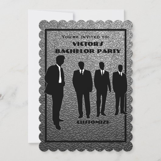 Invitation Carton d'invitation chic noir et argent pour enter (Devant)