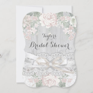 Invitation Carton d'invitation chic vintage en dentelle et fl