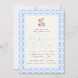 Invitation Carton d'invitation classique à motif Gingham pour