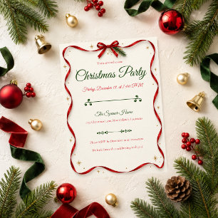 Invitation Carton d'invitation classique à ruban rouge pour l