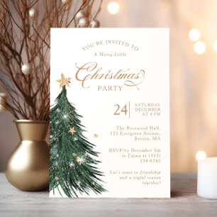 Invitation Carton d'invitation classique de Noël en vert et o