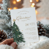 Invitation Carton d'invitation classique de Noël en vert et o