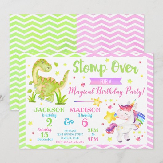 Invitation Carton d'invitation conjoint d'anniversaire de din (Devant / Derrière)