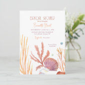 Invitation Carton d'invitation Coquillages des mers corallien (Debout devant)