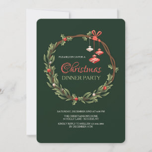 Invitation Carton d'invitation Couronne de Noël avec ornement