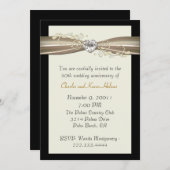 Invitation Carton d'invitation crème chic et noir pour annive (Devant / Derrière)
