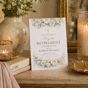 Invitation Carton d'invitation d'adieu floral rose