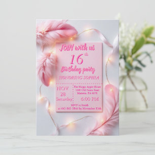 Invitation Carton d'invitation d'anniversaire 16 ans Elegant
