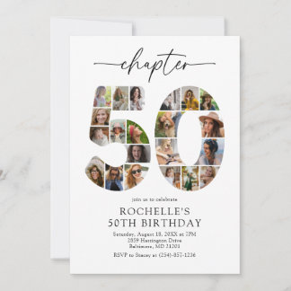 Invitation Carton d'invitation d'anniversaire 50 ans Collage 
