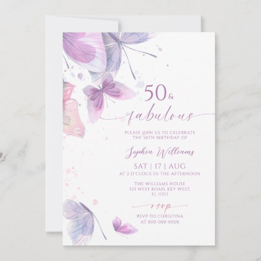Invitation Carton d'invitation d'anniversaire 50 ans & Fabule (Devant)