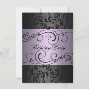 Invitation Carton d'invitation d'anniversaire à la rose noire