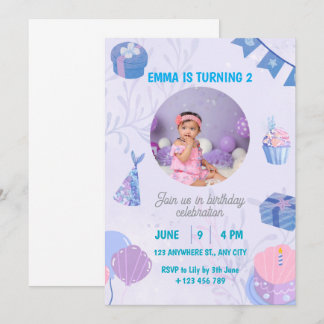 Invitation Carton d'invitation d'anniversaire à l'aquarelle b