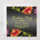 Invitation Carton d'invitation d'anniversaire à motif de fleu (Dos)