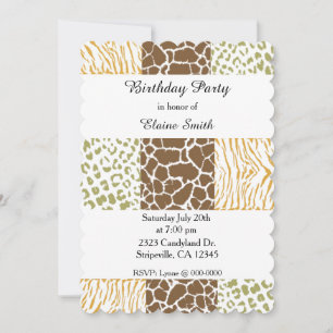 Invitation Carton d'invitation d'anniversaire à motifs animau