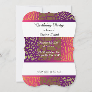 Invitation Carton d'invitation d'anniversaire à motifs d'anim