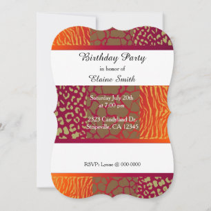 Invitation Carton d'invitation d'anniversaire à motifs d'anim