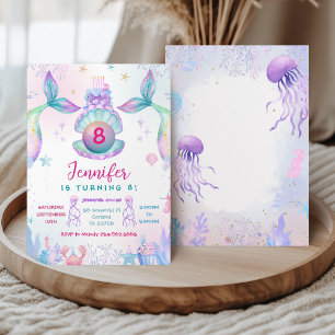 Invitation Carton d'invitation d'anniversaire à queue de sirè