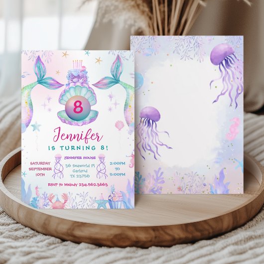 Invitation Carton d'invitation d'anniversaire à queue de sirè