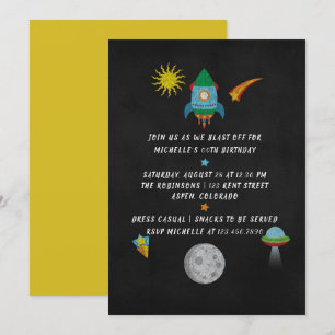 Invitation Carton d'invitation d'anniversaire à thème Espace