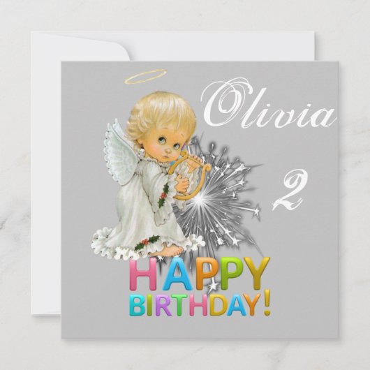 Invitation Carton d'invitation d'anniversaire Ange (Devant)