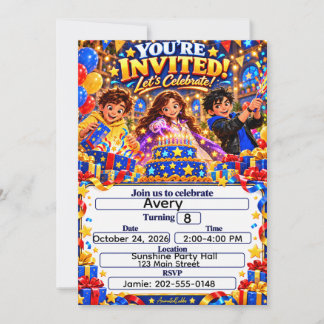 Invitation Carton d'invitation d'anniversaire AnimatedLabbs C