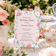 Carton d'invitation d'anniversaire au jardin de ro