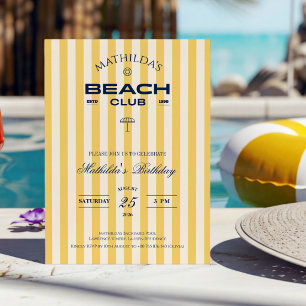 Invitation Carton d'invitation d'anniversaire au Preppy Beach