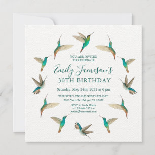 Invitation Carton d'invitation d'anniversaire aux colibris tu
