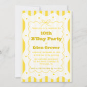 Invitation Carton d'invitation d'anniversaire aux rayures jau (Devant)