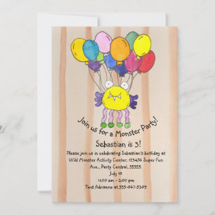 Invitation Carton d'invitation d'anniversaire avec ballons de